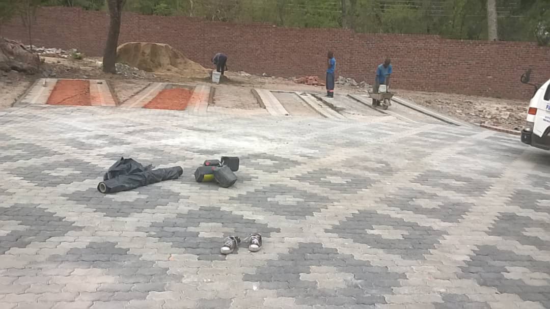 Paving professionals at work